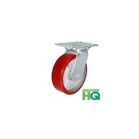 Casterhq 4"x2" Red Polyurethane on Iron Wheel, Swivel Caster, Capacity: 700 35CS420PU84V-04